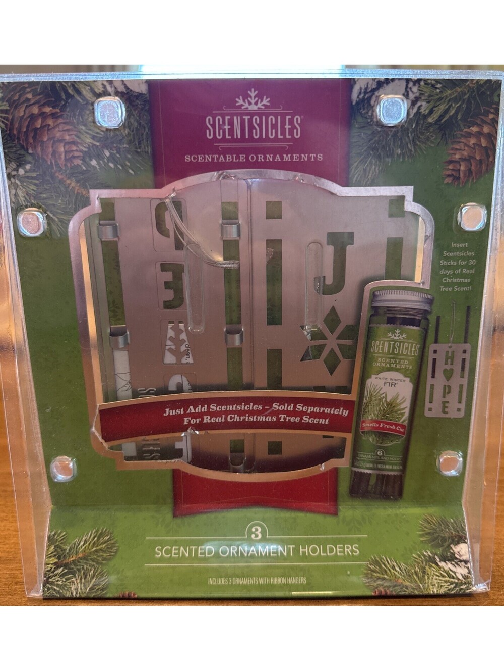 SCENTSICLES - Scented Stick Ornament Holders - Silver  3 per package Christmas